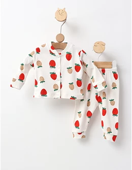 Pijama bebe, Capsunele, model alb