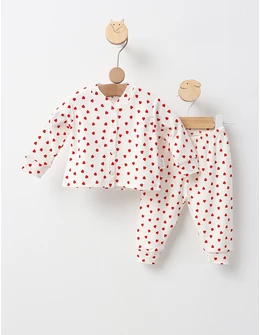 Pijama bebe, Mini Hearts, model alb