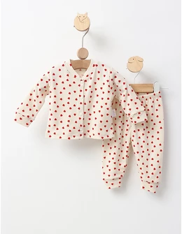 Pijama bebe, Mini Hearts, model crem