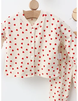 Pijama bebe, Mini Hearts, model crem