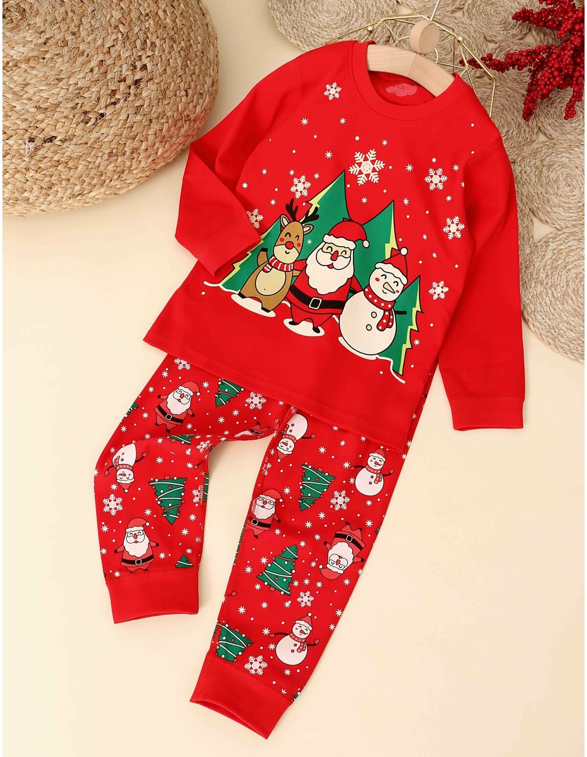 Pijama Christmas Mos, Ren, Spiridus rosu