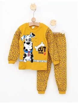 Pijama copii Cute Dog model galben 1