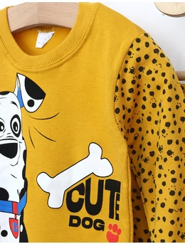 Pijama copii Cute Dog model galben 2