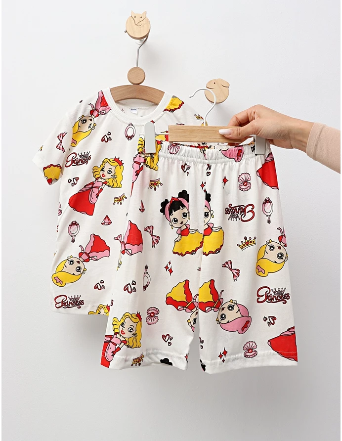 Pijama de vara alb cu printese picture - 3