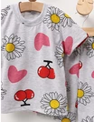 Pijama de vara gri cu floricele picture - 2