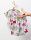 Pijama de vara gri cu floricele picture - 3