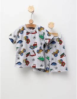 Pijama de vara gri-multicolor Buldozer