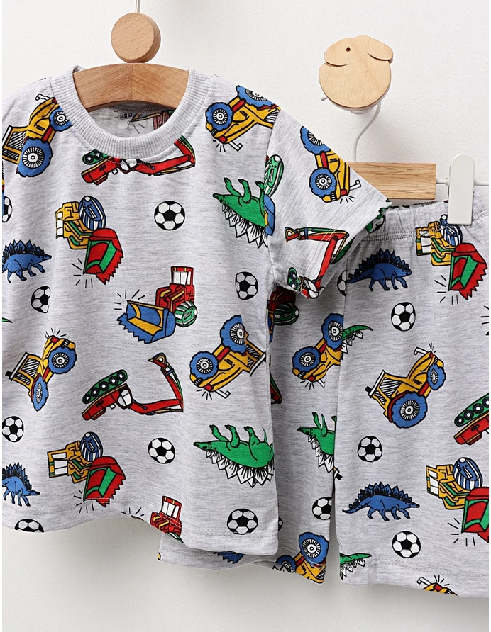 Pijama de vara gri-multicolor Buldozer picture - 2