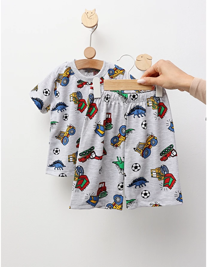 Pijama de vara gri-multicolor Buldozer picture - 3