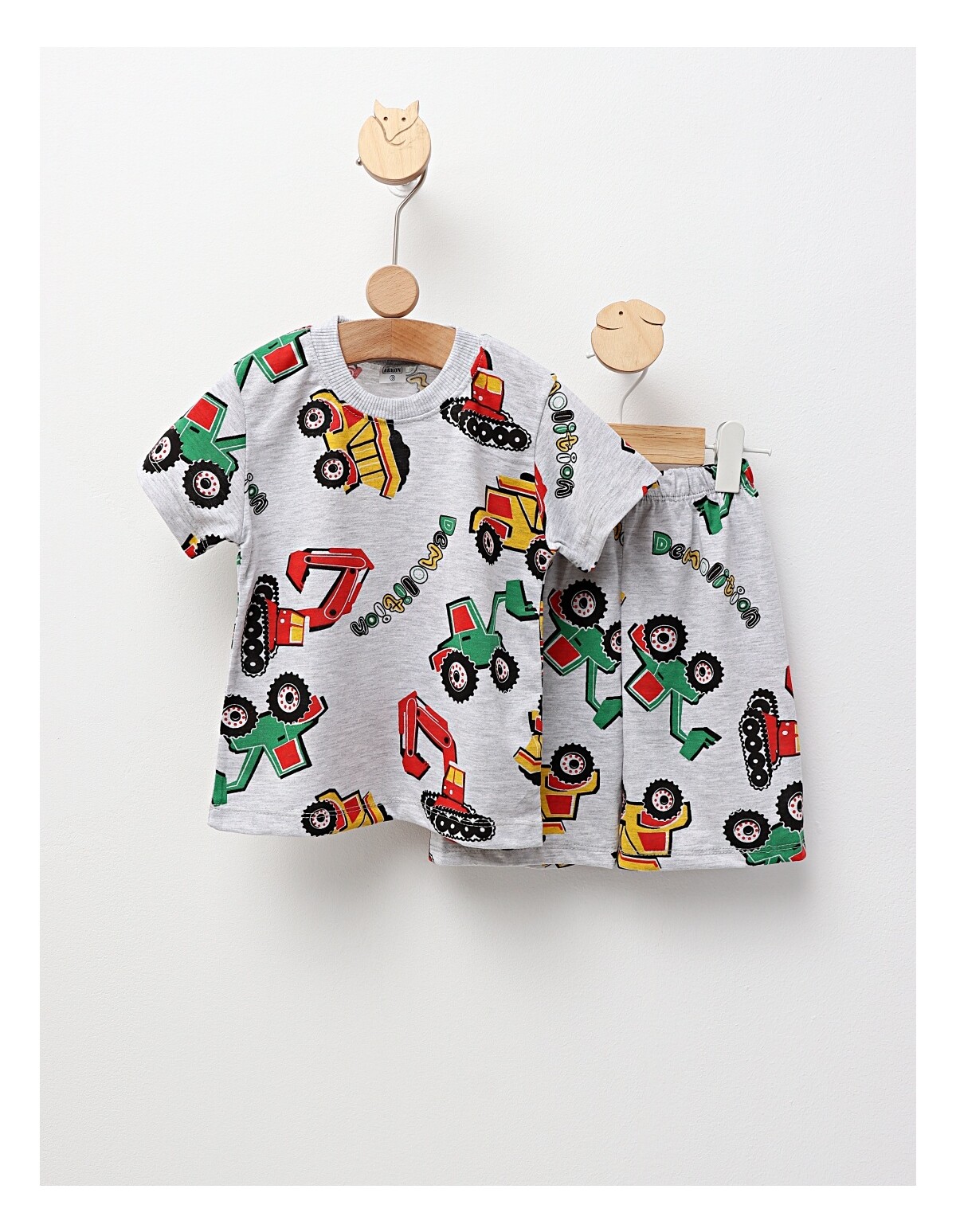 Pijama de vara gri-multicolor Demolition