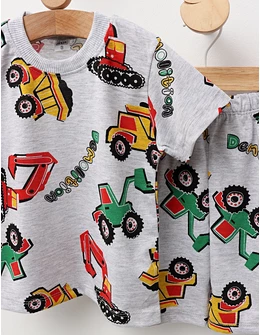Pijama de vara gri-multicolor Demolition