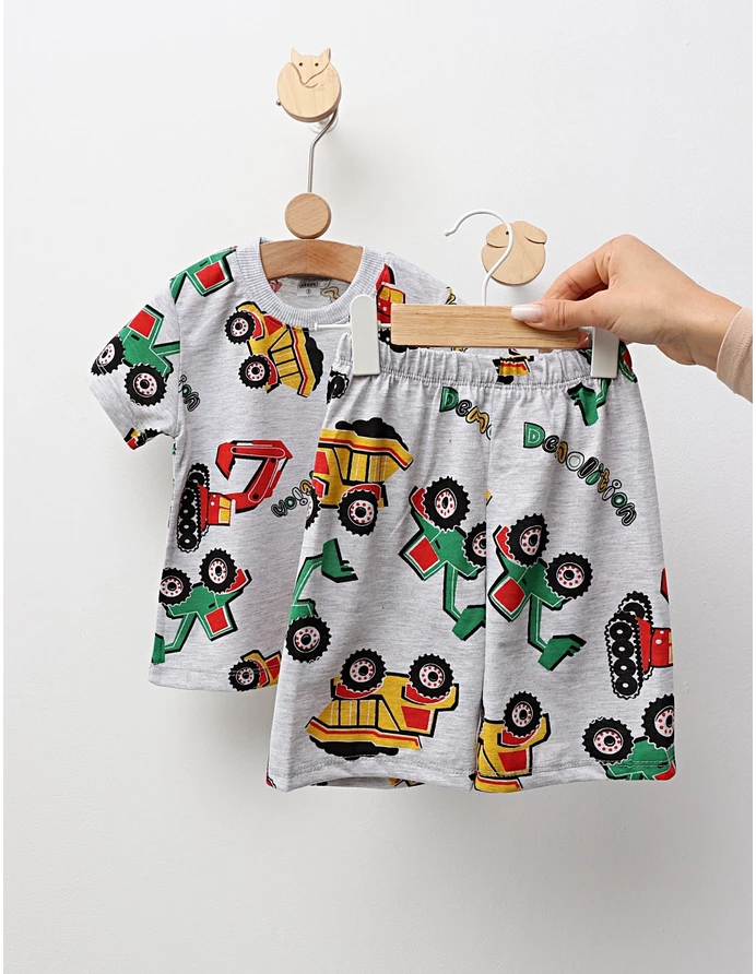 Pijama de vara gri-multicolor Demolition picture - 3