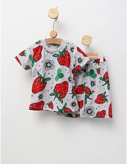 Pijama de vara gri-rosu Capsuni
