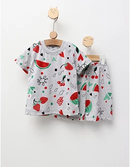 Pijama de vara gri-rosu Pepene