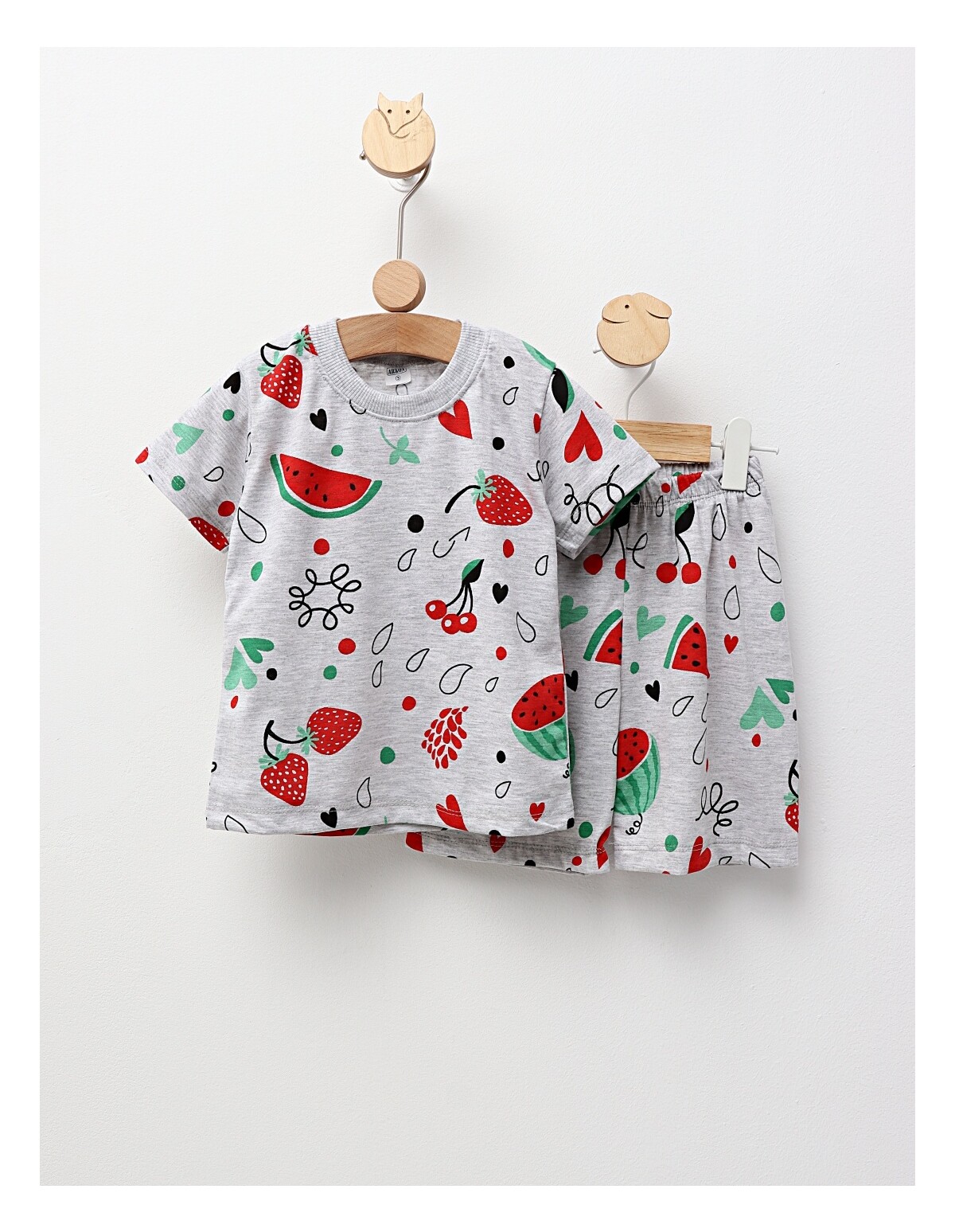 Pijama de vara gri-rosu Pepene