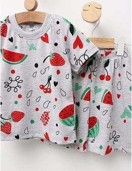 Pijama de vara gri-rosu Pepene