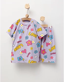 Pijama de vara Love, cu mov