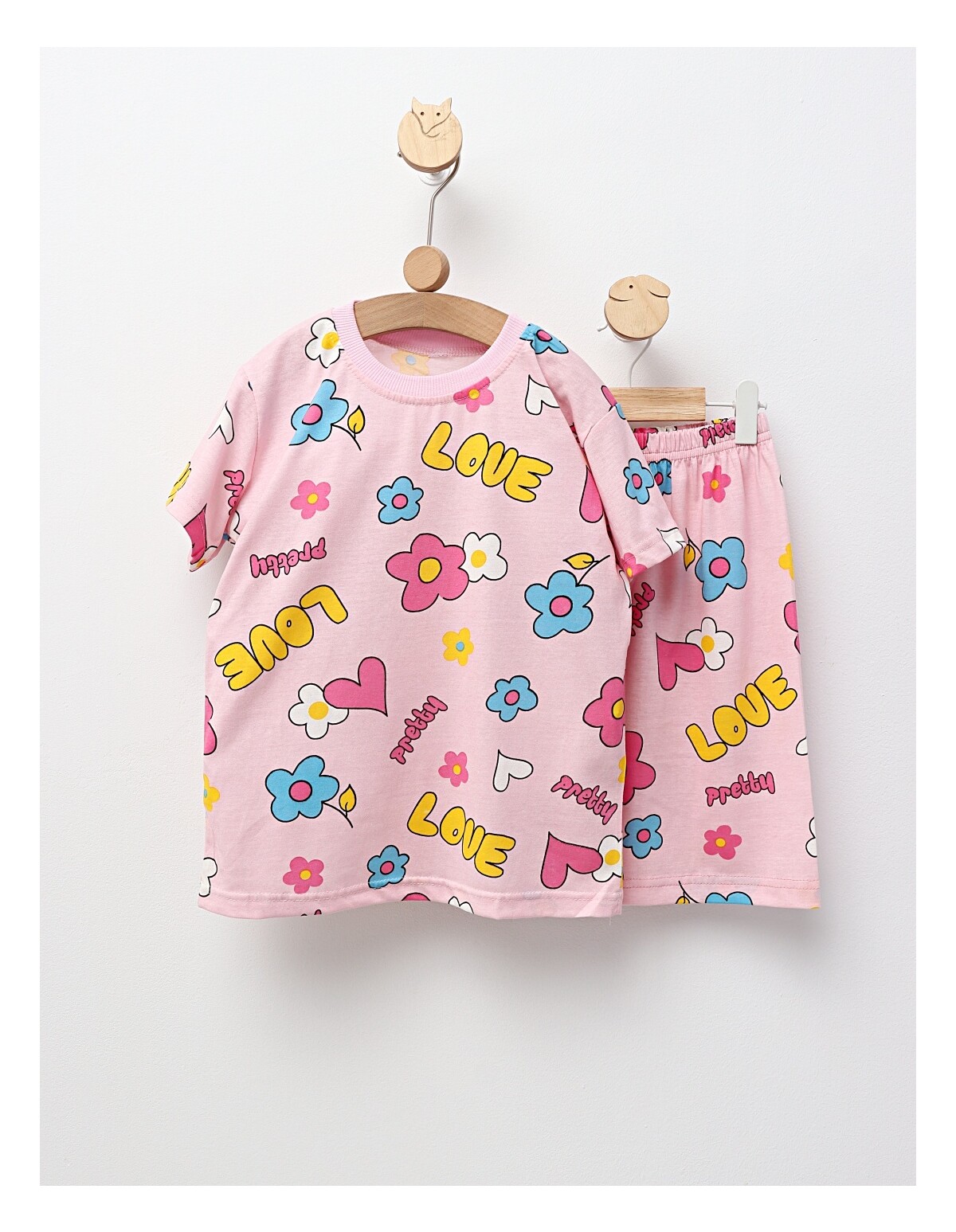 Pijama de vara Love, cu roz