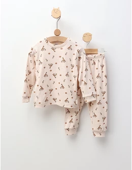 Pijama Familie Girafe, model crem