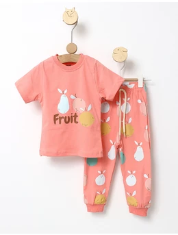 Pijama fetite Fruit corai 1