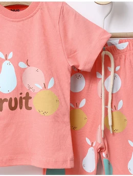 Pijama fetite Fruit corai 2