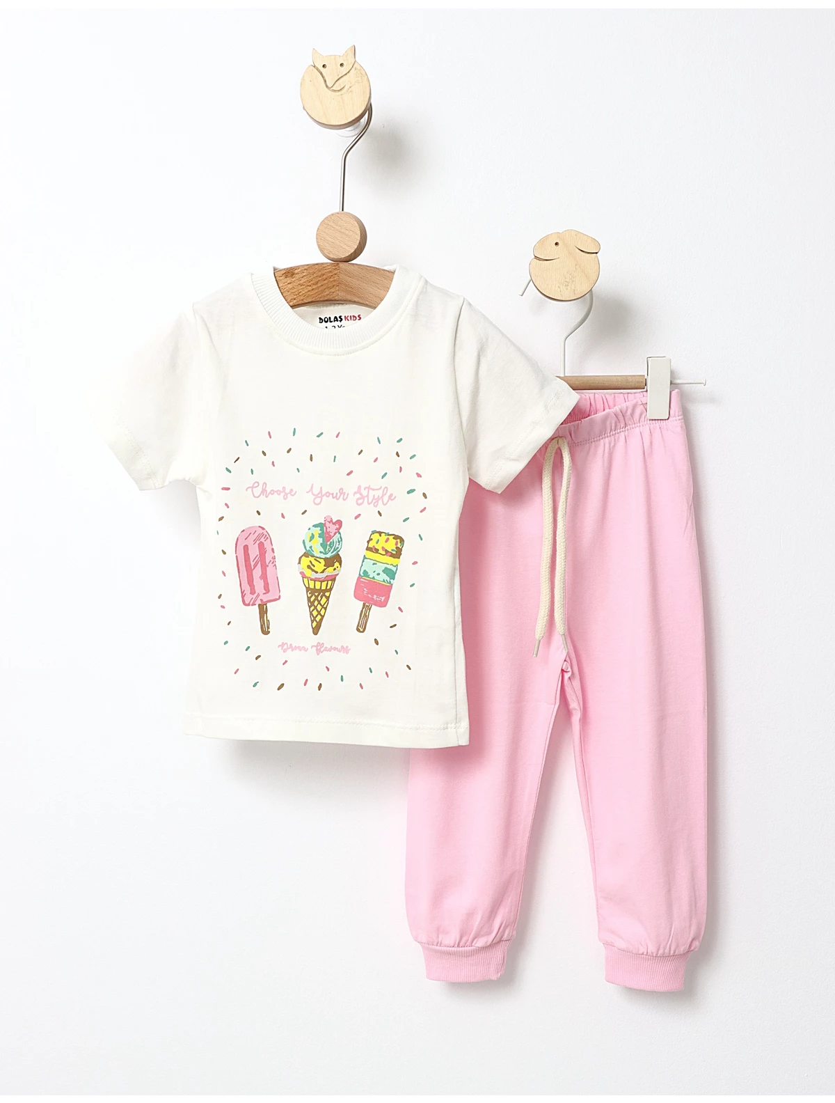 Pijama fetite inghetate alb-roz