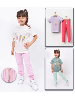 Pijama fetite inghetate alb-roz 2