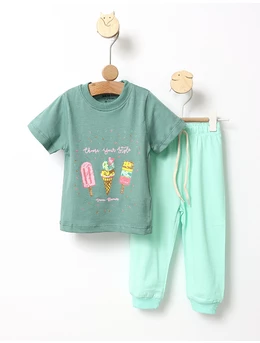 Pijama fetite inghetate verde 1
