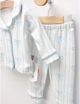 Pijama imprimata Fundite, alb-blue