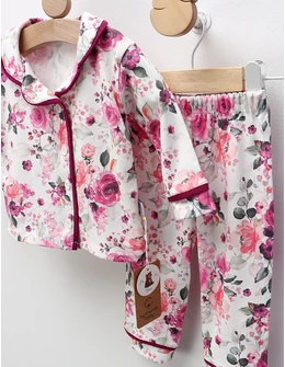 Pijama imprimata Trandafiri, cu mov
