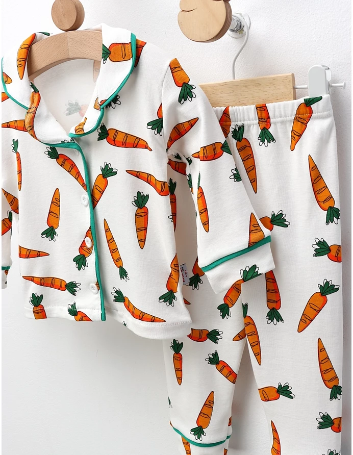 Pijama Kids and Carrots, alb-portocaliu picture - 3
