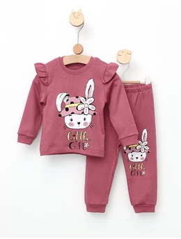 Pijama Little Girl Iepuras roz-prafuit 104 (3-4 ani)