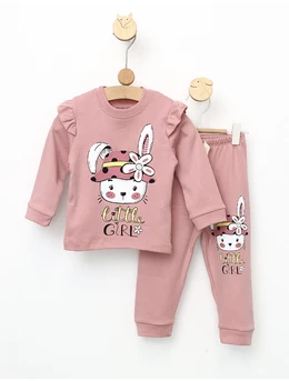 Pijama Little Girl Iepuras roz-pudra 104 (3-4 ani)