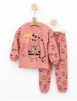 Pijama Lovely Cat model roz-prafuit 1