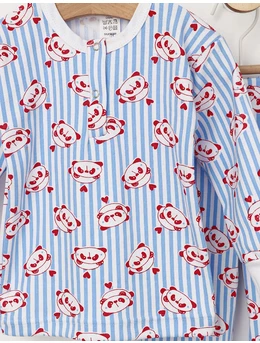 Pijama ML imprimata bleu-panda 2