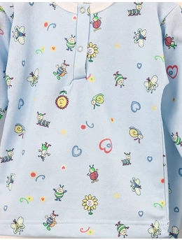 Pijama ML imprimata floricele si insecte 2