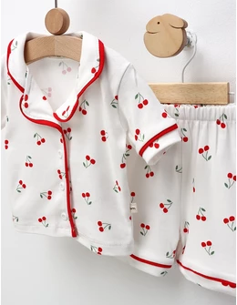 Pijama MS, Cu Ciresele, alb-rosu