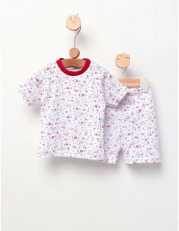 Pijama MS imprimata Bear & Birds, rosu