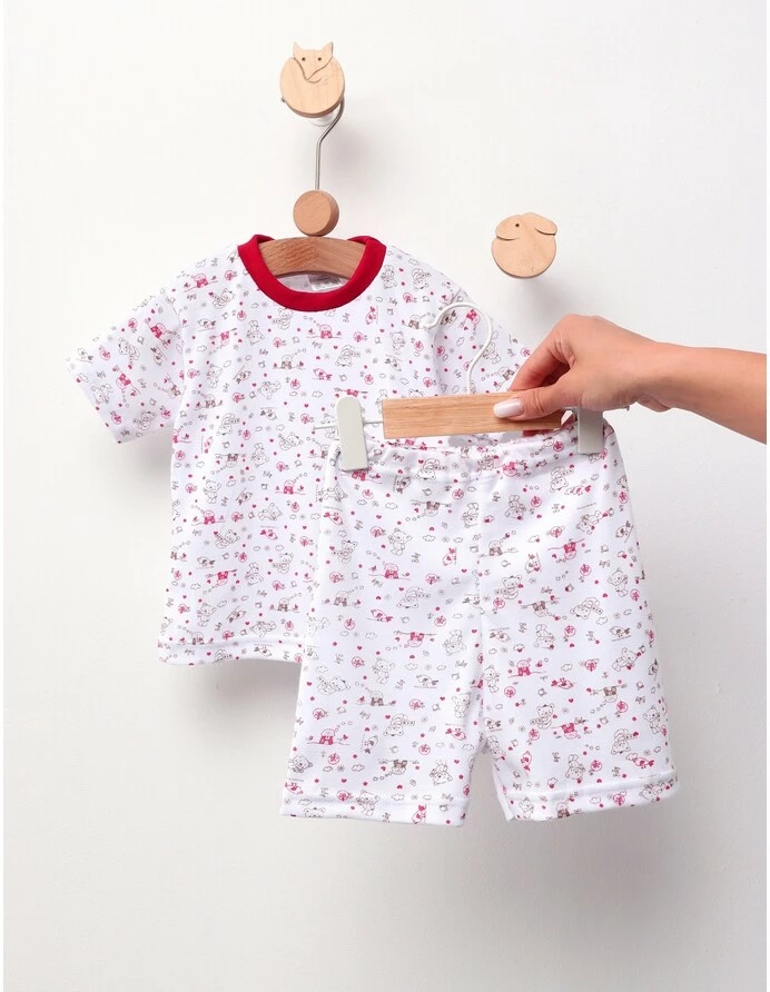Pijama MS imprimata Bear & Birds, rosu picture - 3