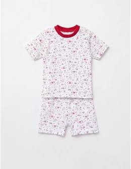 Pijama MS imprimata Bear & Birds, rosu