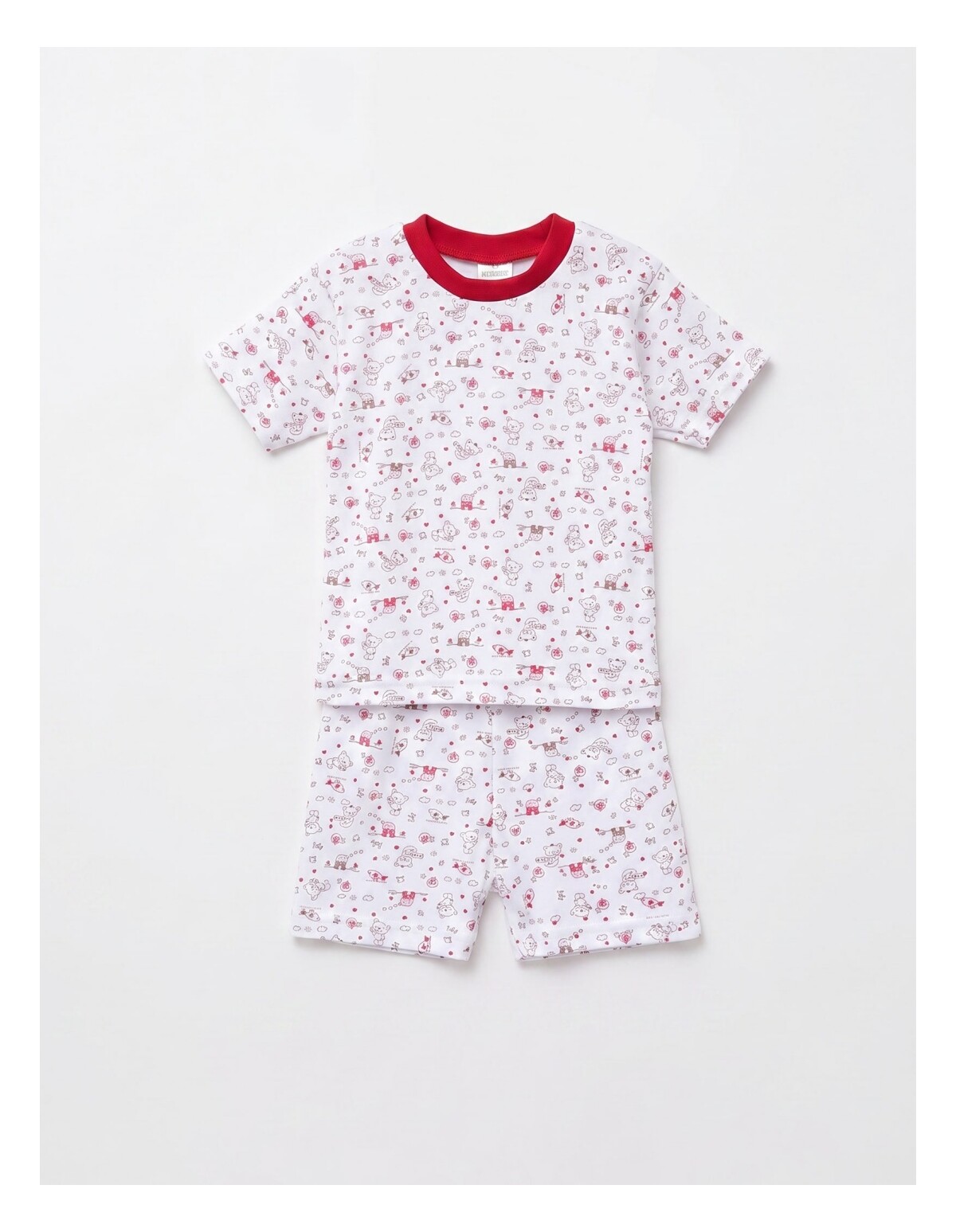 Pijama MS imprimata Bear & Birds, rosu