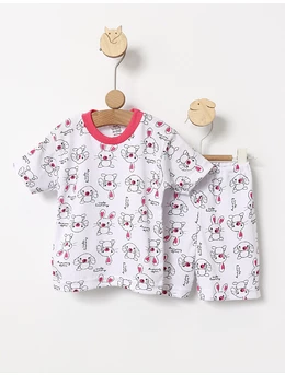 Pijama MS imprimata Cute Bunny ciclam 1