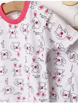 Pijama MS imprimata Cute Bunny ciclam 2