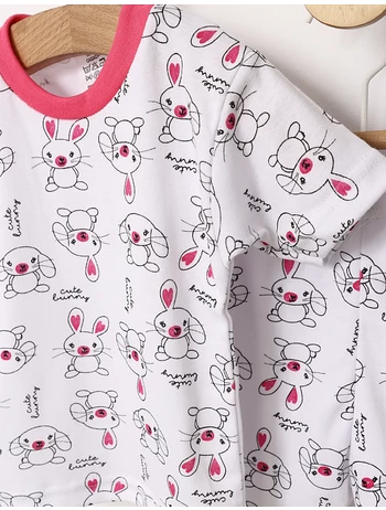 Pijama MS imprimata Cute Bunny ciclam picture - 2