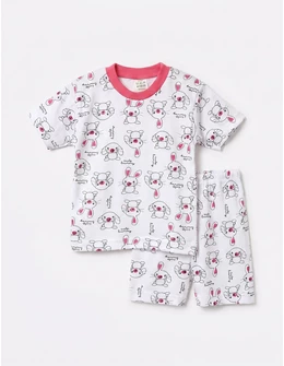 Pijama MS imprimata Cute Bunny ciclam