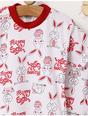 Pijama MS imprimata Happy Eastern rosu picture - 2