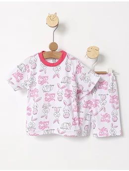 Pijama MS imprimata Happy Eastern roz 1