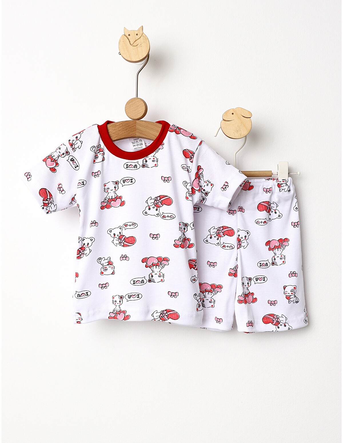 Pijama MS imprimata Love Cats rosu