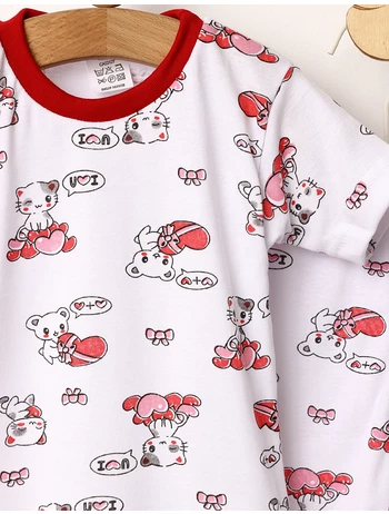 Pijama MS imprimata Love Cats rosu picture - 2