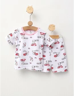 Pijama MS imprimata Love Cats rosu-roz